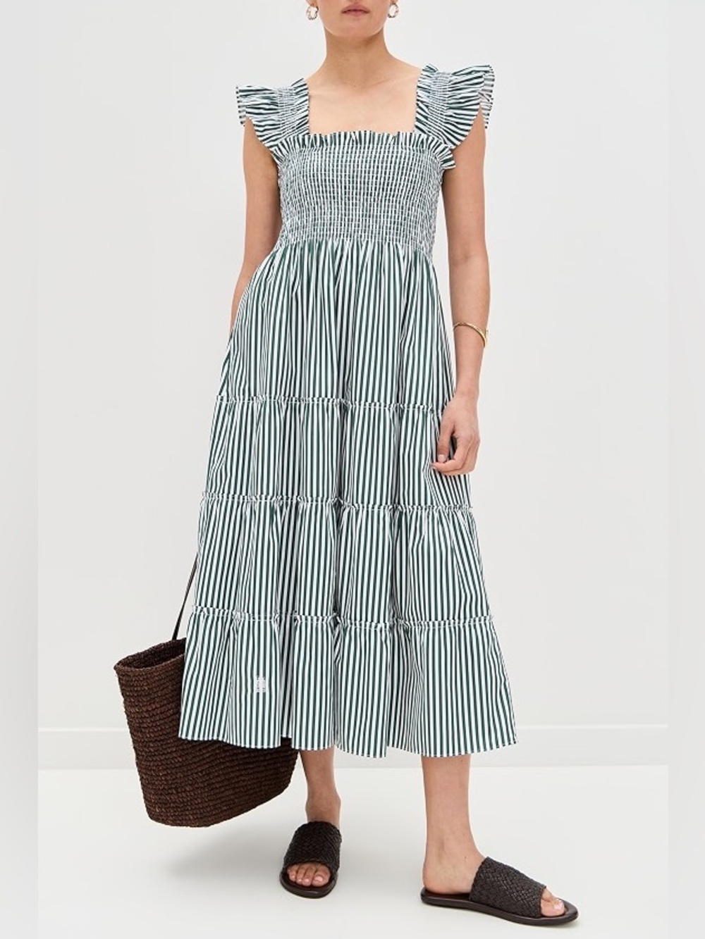 Hill House Green Stripped Nap Dress